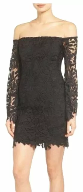 Bardot Womens Dress Flora Lace Off-The-Shoulder Long Sleeves Mini Size 8 M NEW