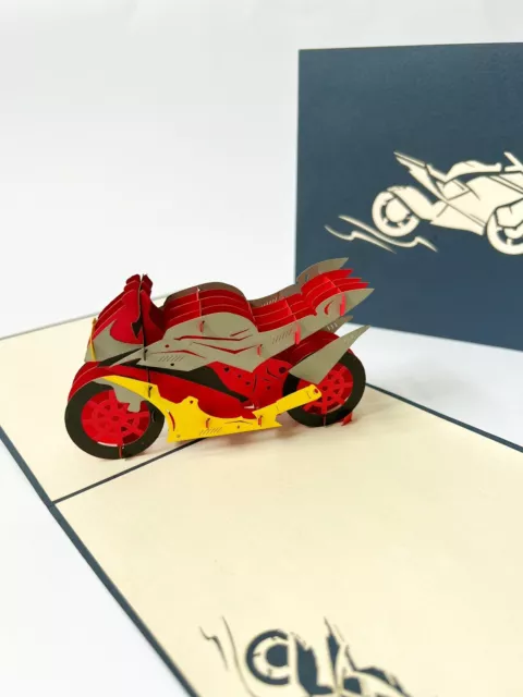 3D Pop Up Karte, Motorrad, Grußkarte, Klappkarte, Geburtstagskarte