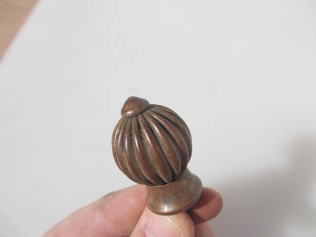 Antique Brass Furniture Finial End Top Old Victorian Vintage Gilt Ribbed