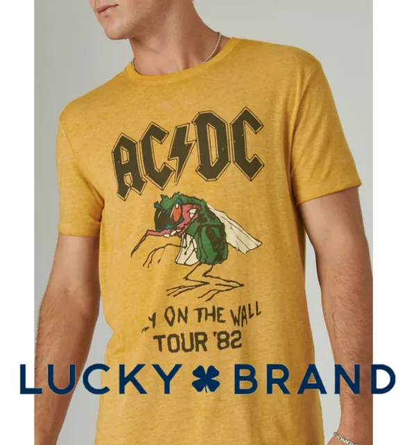 Lucky Brand ACDC Shirt ADULT LARGE YELLOW METAL CASUAL CONCERT ROCK MENS NWT