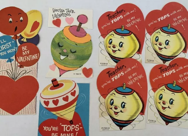 Lot Of 12 Vintage Valentines Day Cards Anthropomorphic Rare