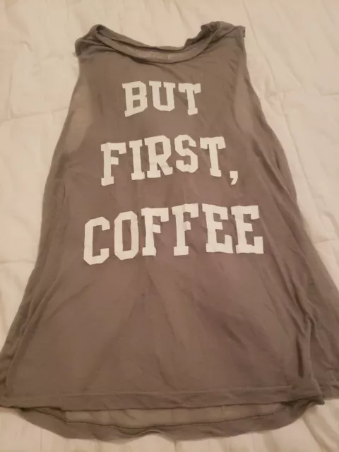 Womens Juniors FIFTH SUN BUT FIRST COFFEE Tank Top Shirt Size M Medium