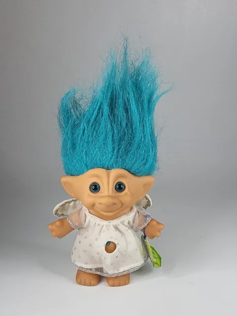 Vintage 1998 Galoob Treasure Troll Doll TOOTIE Lucky Wishstone Teal Blue Hair