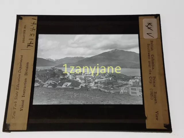 KXV Glass Magic Lantern Slide Photo BRITISH COLUMBIA PRINCE RUPERT VIEW OF CITY