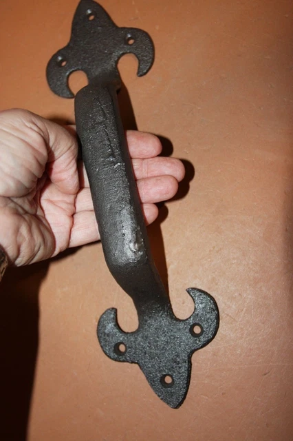 Extra Large Vintage Look Fleur De Lis Door Handle Pull Cast Iron 11 1/2", HW-42