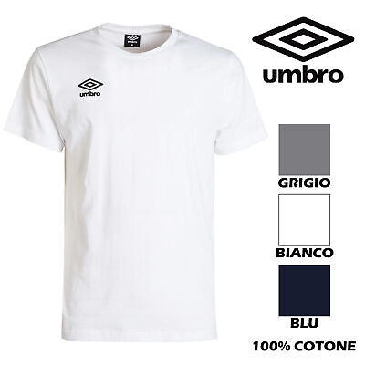 Maglia T-Shirt Mezza Manica Umbro Girocollo Uomo Sport 100% Cotone Blu Nero Bian