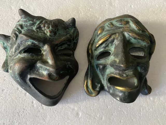 1920s Earthenware Comedy & Tragedy Masks