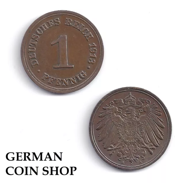 1 Pfennig 1890 - 1916 A D E F G J Kaiserreich Kupfer