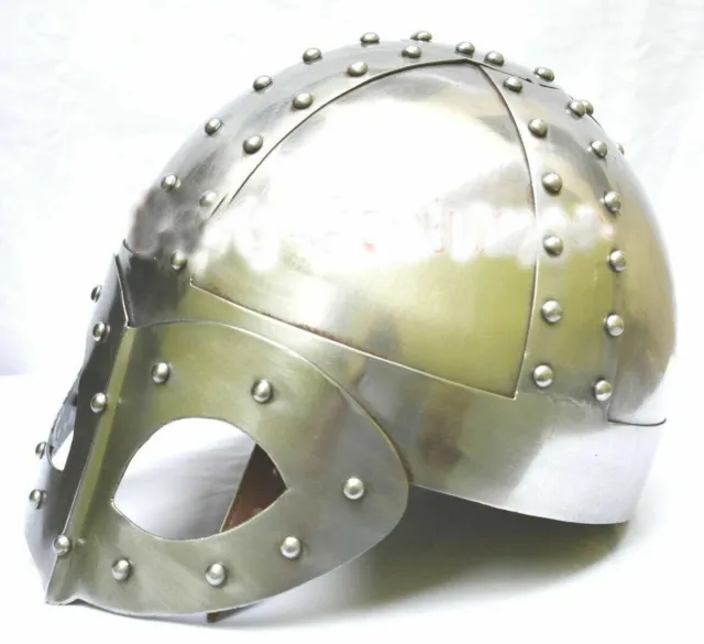 Medieval Viking Mask Knight Delux Helmet FREE Liner & Chain For Man-Replica