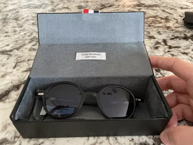 Authentic THOM BROWNE TB-407-A-T-BLK-46 Black Sunglasses - 46 mm