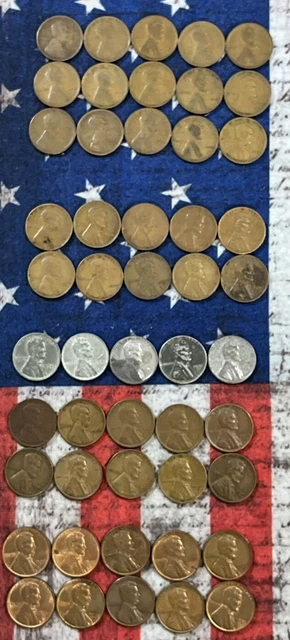 1909-1958 Mix Roll Nice Beginner Lincoln Wheat Cents Pennies Old Collection 005