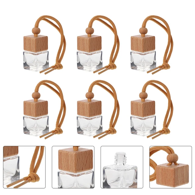 10 Diffuseurs De Parfum Suspendus - Bouteilles Verre 8ml Avec Bouchon Bois - Pour Voiture Ou Maison