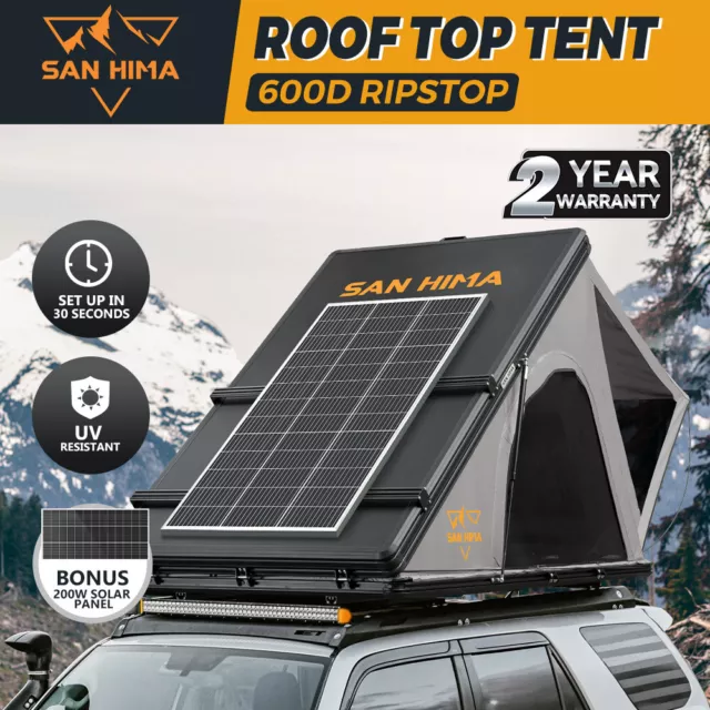 San Hima Kalbarri Roof Top Tent Hardshell With Roof Rack + 200W Solar Panel