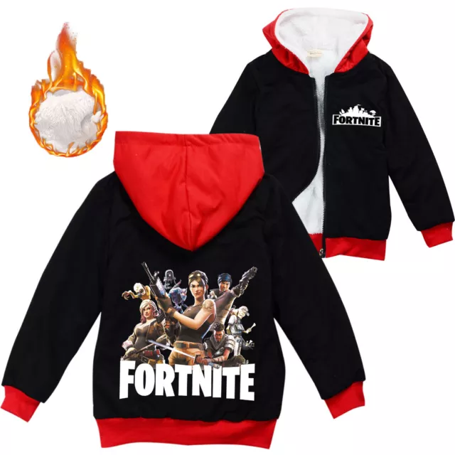 Kinder Fortnite Hoodie Mantel Top Verdicken Jungen Mädchen Vlies Winter Jacke