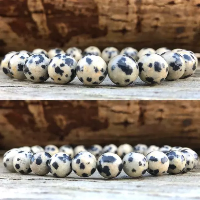 Dalmatian Jasper Bracelet Crystal Gemstone CALM HEAL ANIMALS DOGS INNER CHILD