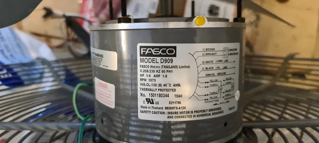 FASCO D909 Condenser Fan Motor,1/4 HP,1.8A with capacitor