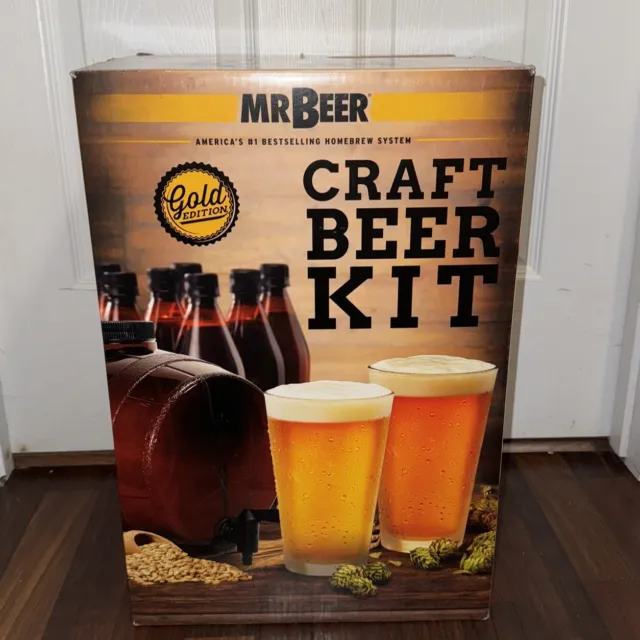 NUEVO Kit de Cerveza Artesanal Mr. Beer 2 Galones Elaboración Casera IPA Juego Largo Barril Marrón