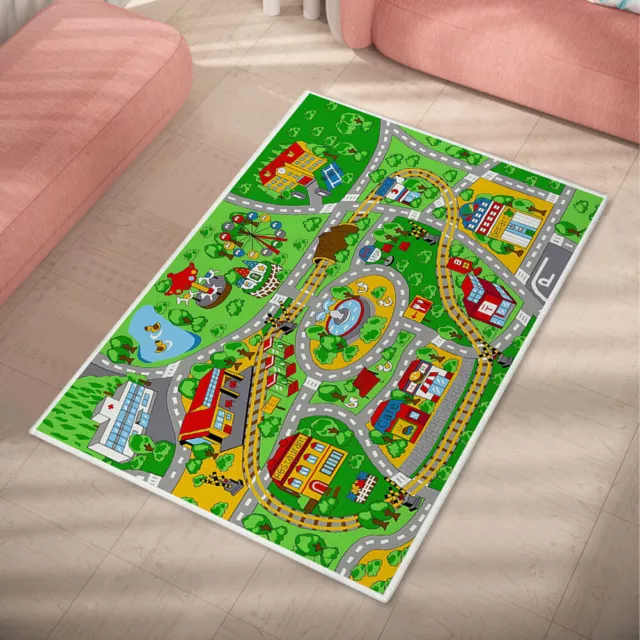 Kids Cartoon Carpet Rectangular Crawling Rug for Playroom Bedroom (60*90cm D)