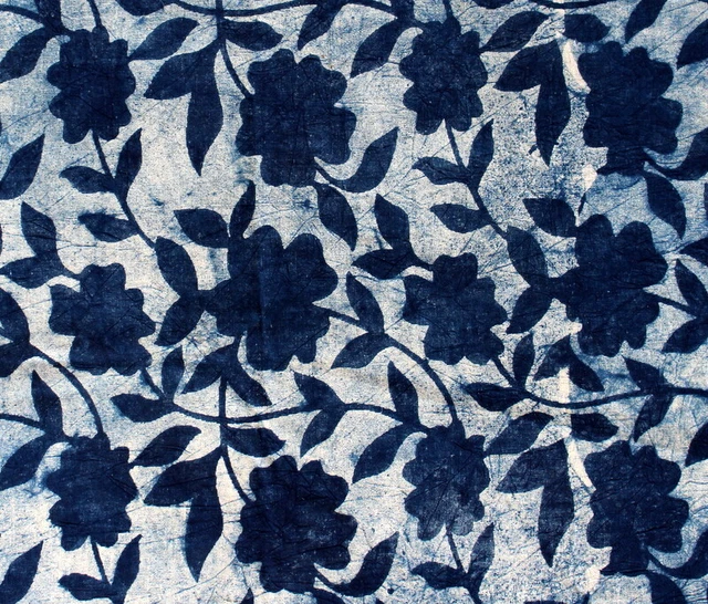 Par Le Yard Indigo Floral Bleu Main Bloc Imprimé Artisanat de Couture Tissu Robe