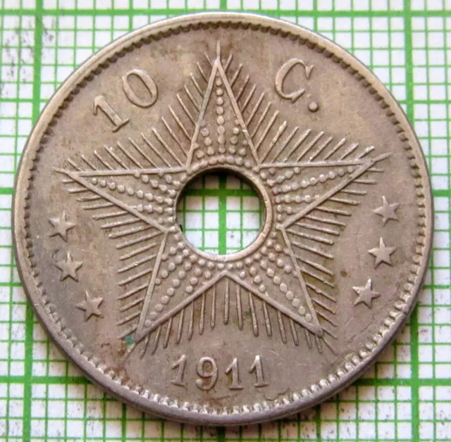 BELGIAN CONGO ALBERT I 1911 10 CENTIMES - 1 coin BELGIAN CONGO 1911 10 CENTIMES
