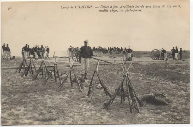 CHALONS SUR MARNE - Marne - CPA 51 - Vie MILITAIRE - le camp - Artillerie Canons