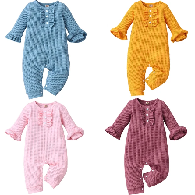 Unisex Baby Cute Ruffle Romper One-Piece Jumpsuit Daily Wear Long Sleeve Pants