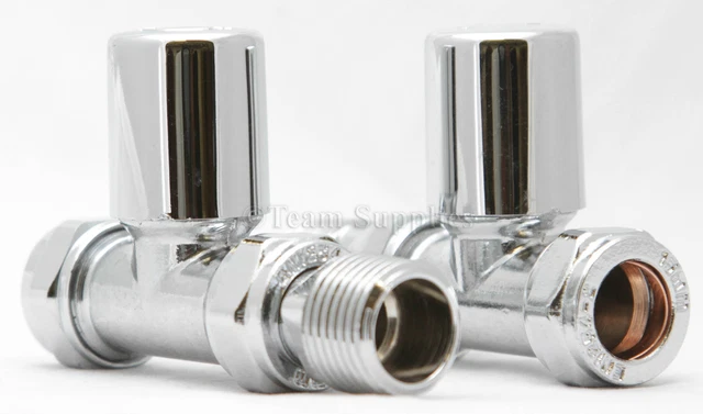Towel Rad Rail Straight Manual Radiator Valve Chrome Lp 15Mm Pair Wheelhead M