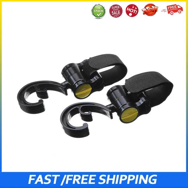 #b 2 piezas Bolso de carro cochecito cochecito ganchos 360 grados (amarillo)