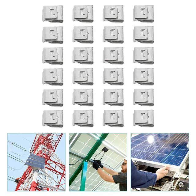 50 piezas abrazadera de cable fotovoltaico abrazadera de acero inoxidable clip de cable de metal abrazadera