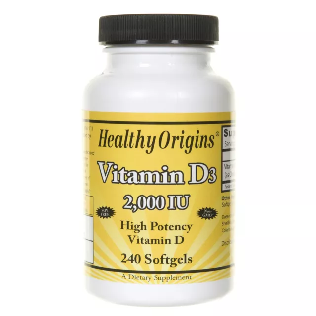 Healthy Origins Vitamine D3 2000 IU, 240 capsules