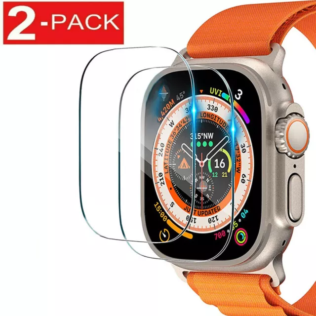 1-2-Pack Tempered Glass Screen Protector Film Cover for Apple Watch Ultra 49mm