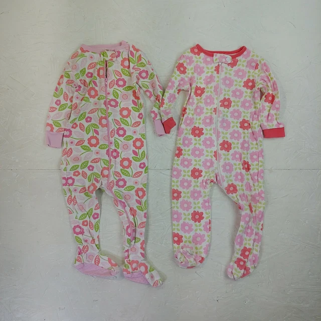 Baby one-piece US 12-18 months lot of 2 booties cute warm flowers