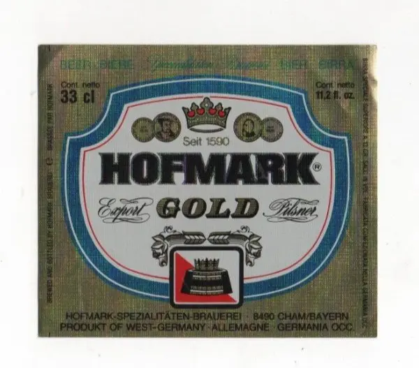 Germany - Vintage Beer Label - Hofmark Brauerei, Cham - Hofmark Gold