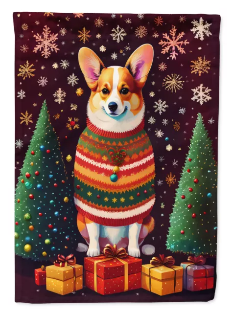 Corgi Holiday Christmas Flag Canvas House Size DAC3072CHF
