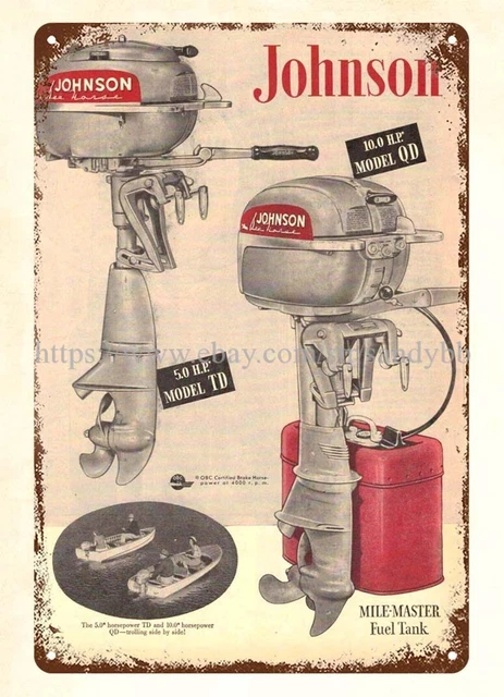1949 Johnson Sea Horse Outboard Motor boating Great Fishing metal tin sign