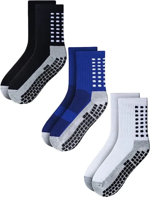 Anti Slip Non Skid Slipper Hospital Socks w/ grips for Adults Men Women (3pairs)