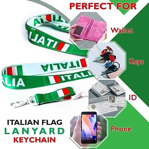 Italia Italy Flag Reversible Lanyard Keychain with Quick Release Snap Buckle ... 3