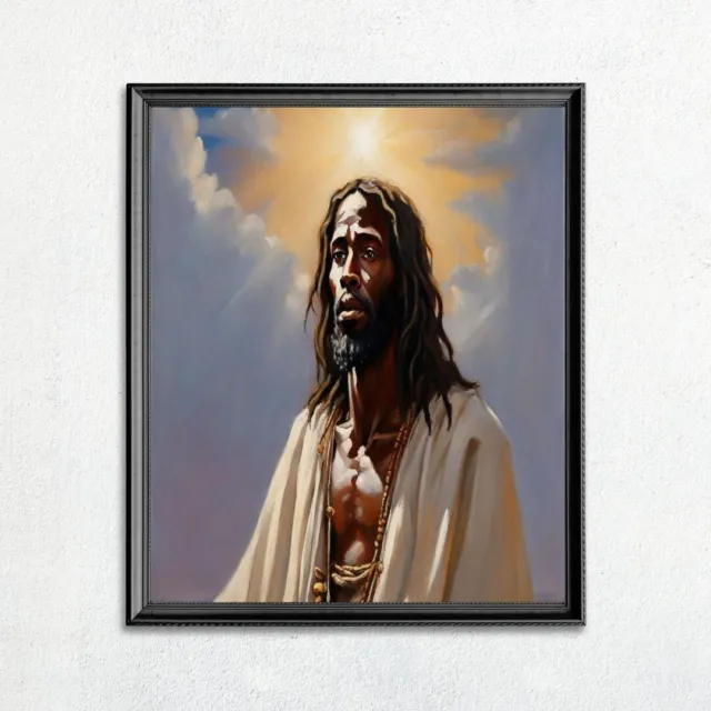 By The Sun African Black Jesus Painted Print "8x10" Framed By Shantress Nicole