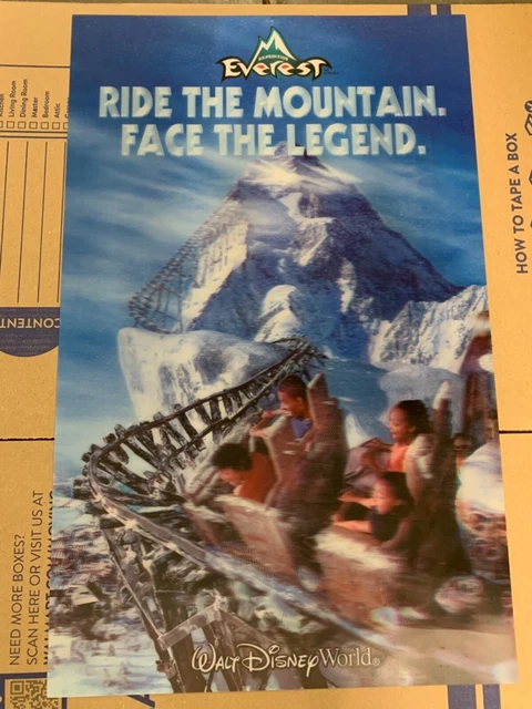 Walt Disney World Everest  Ride the Mountain Face the legend  3D Poster 35 X 22