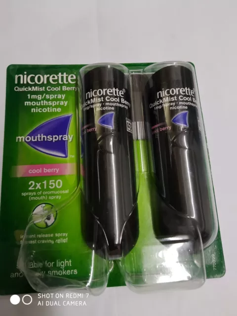 Nicorette Quickmist Cool Berry Mouth Sprays Nicotine 1 Double Packet Exp 2025