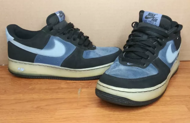 Nike Air Force 1 Low Blue Legend Black Suede Men's US Size 9 488298-088 RARE Nike Air Force 1 Low Blue Legend Black Suede Men's US Size 9 488298-088 RARE