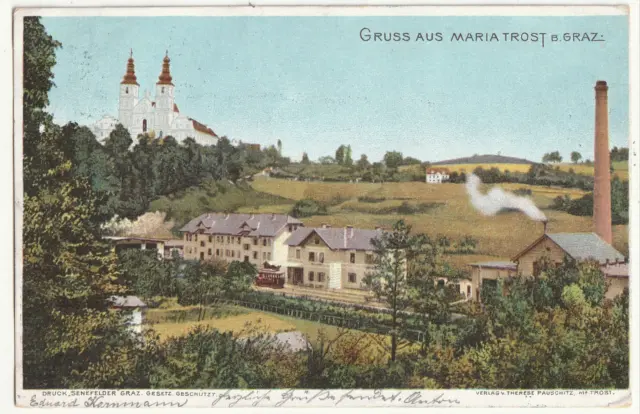 Graz, Maria Trost,  Strassenbahn, Grazer Tramway Station, alte AK 1900 gel.