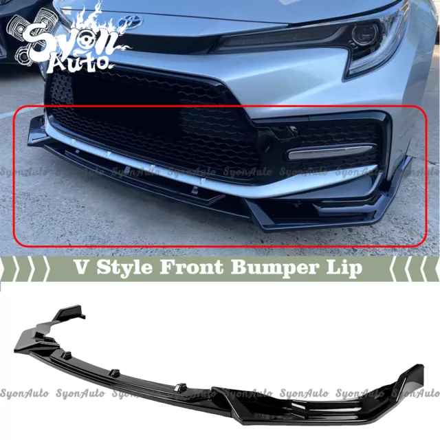 Fits 2020-2024 Toyota Corolla Sedan Se/Xse Glossy Black V Style Front Bumper Lip