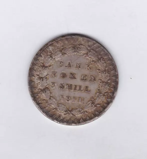 1811 George Iii Silver Three Shillings Bank Token Coin Near Very Fine Condition