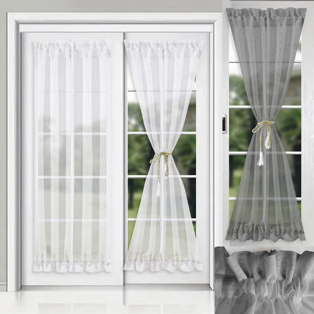 French Door Curtain Panel Voile Sheer Curtains Sidelight Window Treatment Solid