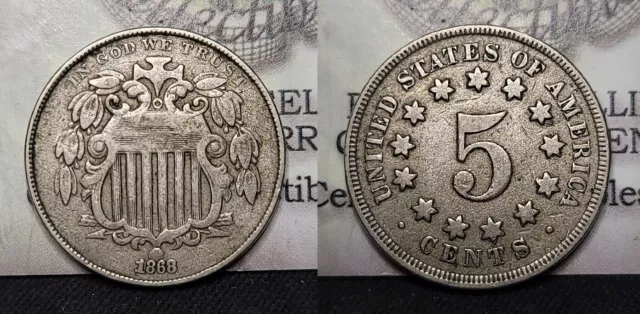 1868 Shield Nickel 5c