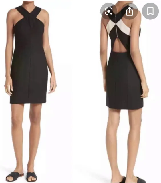 Elizabeth And James Women’s Elliot Black/Biscuit Cut-Out Back Dress Sz 4...NWT!