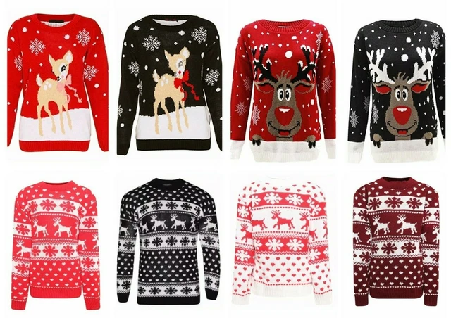 New Boys Girls Children Kids Christmas Xmas RETRO Winter Jumper Sweater 5-16