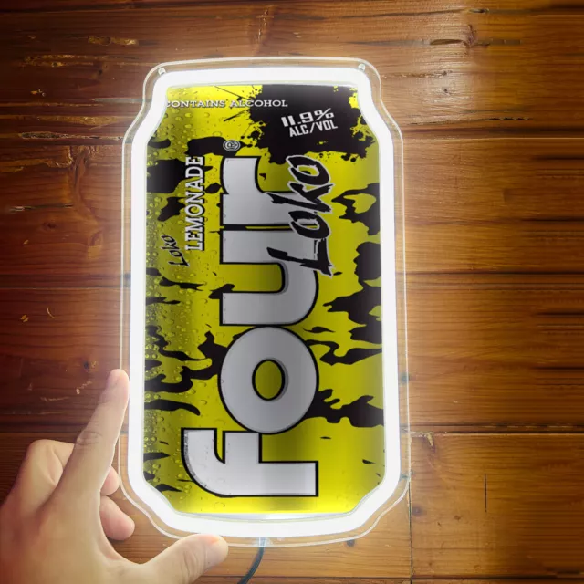 Four Loko Lemonade Beer Cans Neon Sign Bar Club Store Wall Decor LED 12"x7" H4 2