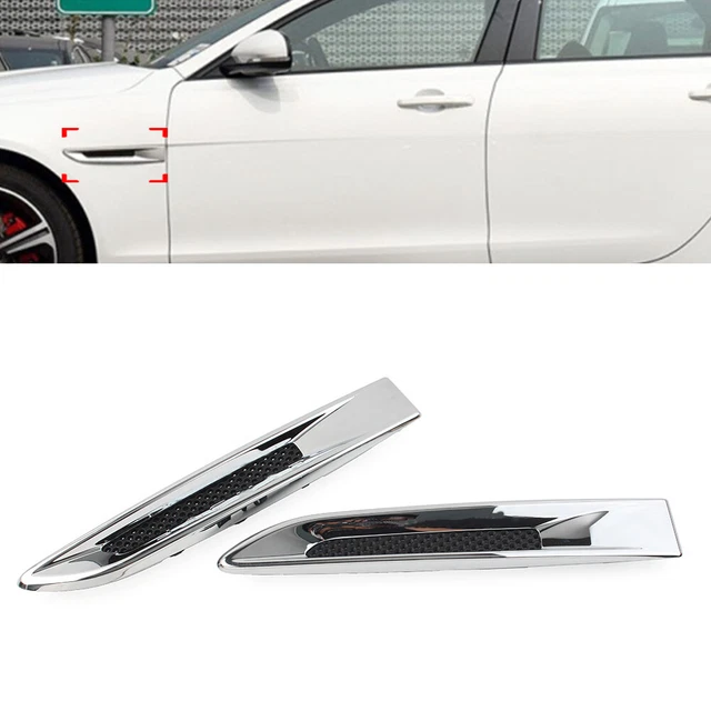 2x finiture griglia uscita sfiato aria parafango anteriore anteriore cromato per Jaguar XE F-Pace XF